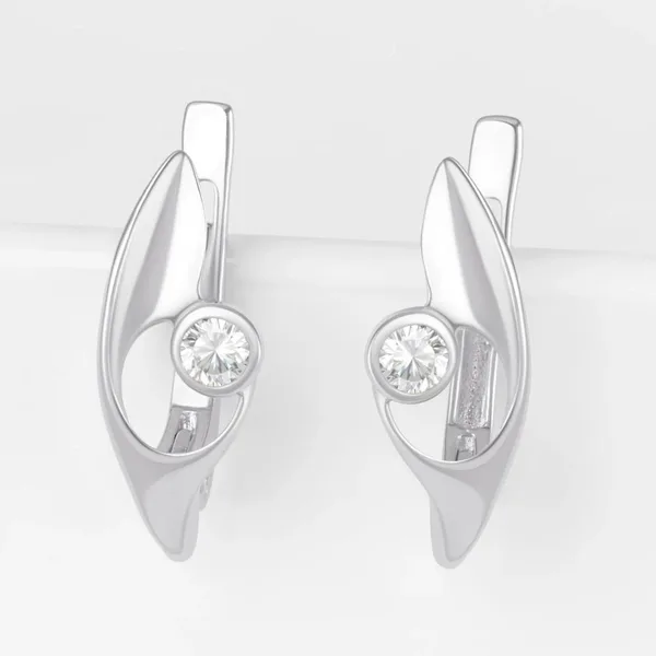 Серьги из серебра с фианитами — арт. 000-165359