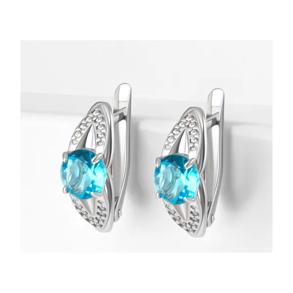 Серьги из серебра с ситаллом и фианитами — арт. 000-382970