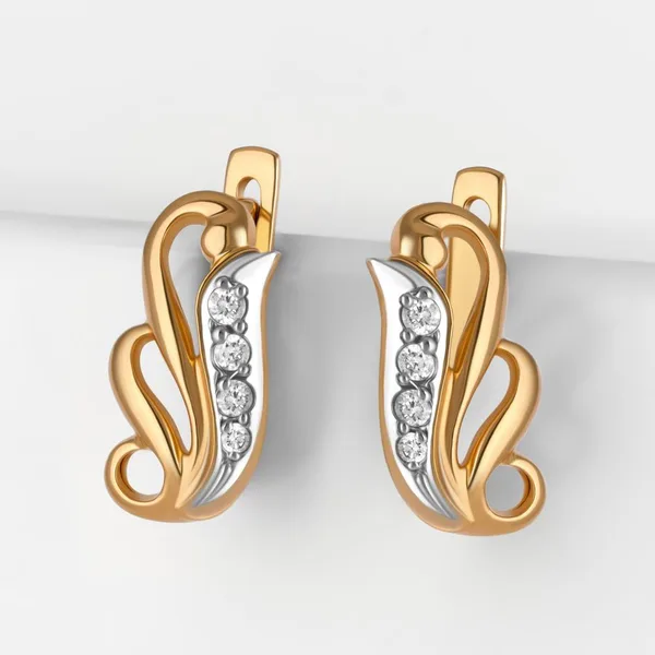 Серьги из красного золота с бриллиантами — арт. 000-392629