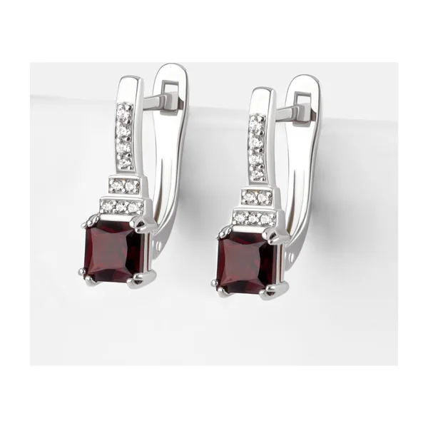 Серьги из серебра с гранатами и фианитами — арт. 000-387205