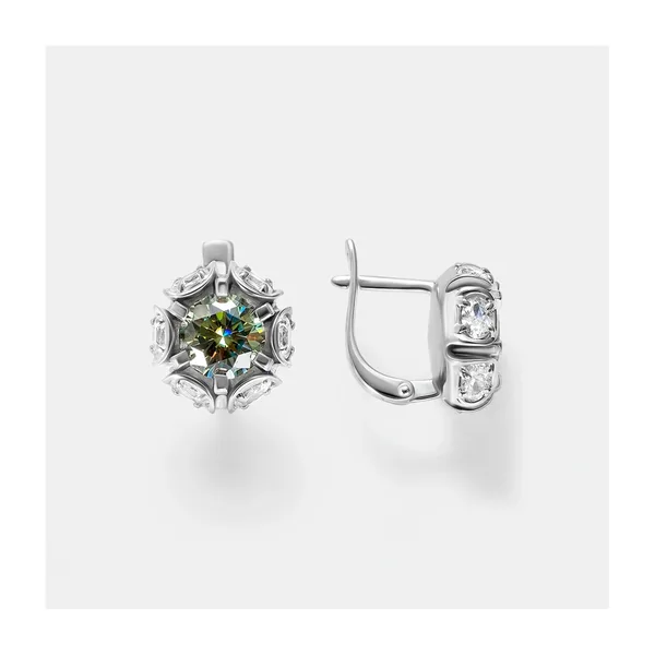 Серебряные серьги с муассанитами Параиба — арт. 10522-001242