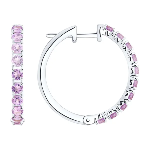 Серьги конго из серебра с аметистами — арт. 000-355480