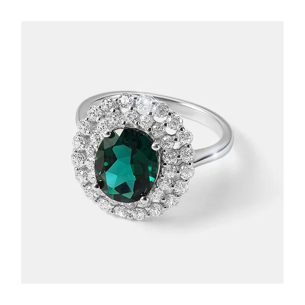 Серебряное кольцо с выращенным изумрудом — арт. 10322-003891
