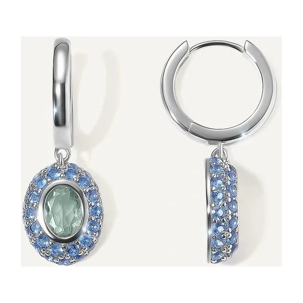 Серебряные серьги-конго с флюоритами — арт. 10522-002597