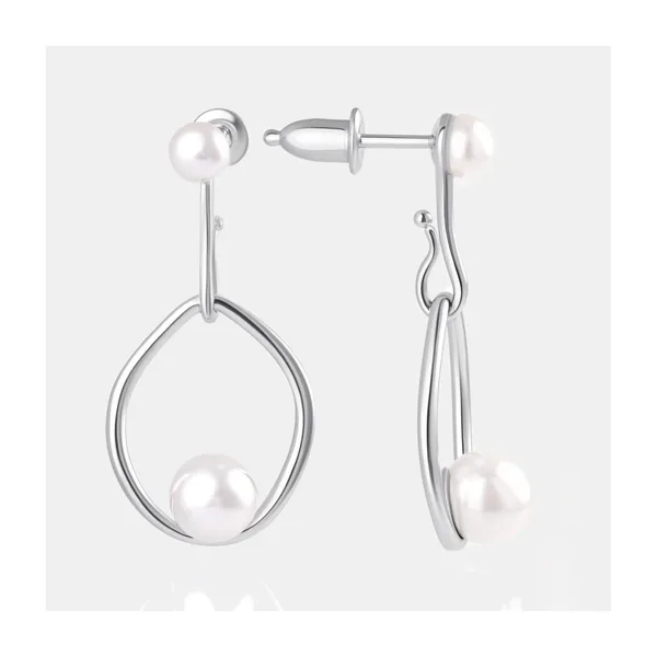 Серьги гвоздики из серебра с жемчугом — арт. 000-399535
