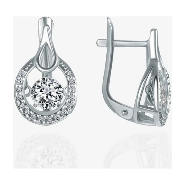Серьги из серебра с фианитами — арт. 000-307901