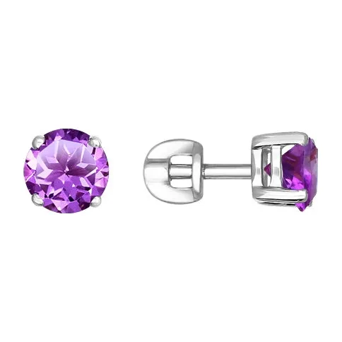 Серьги гвоздики из серебра с аметистами — арт. 000-059963