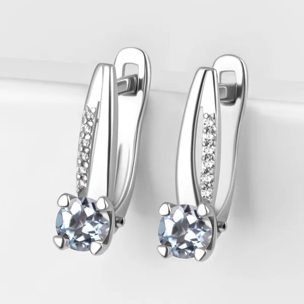 Серьги из серебра с топазами и фианитами — арт. 000-387207
