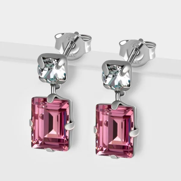Серьги гвоздики из серебра с кристаллами Swarovski — арт. 000-390384