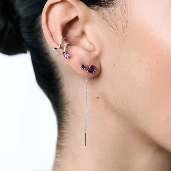 Серьги из белого золота с аметистами — модель 5bymr5x