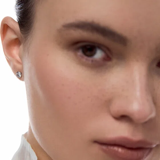 Пусеты из белого золота с фианитами в круглой оправе Blush Poison Drop — модель ygu4g76 — фото 3