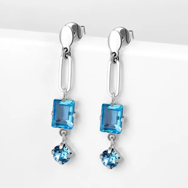 Серьги гвоздики из серебра с кристаллами Swarovski — арт. 000-390439