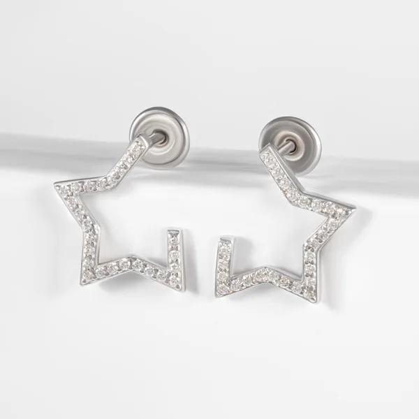 Серьги гвоздики из серебра с фианитами — арт. 000-358996