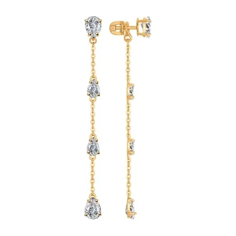 Серьги гвоздики из серебра с фианитами — арт. 000-274604