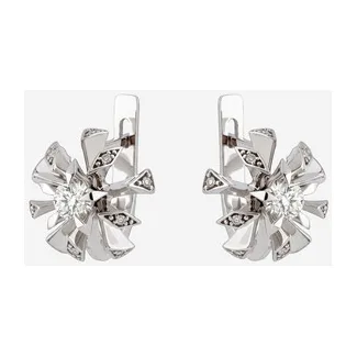 Серьги из белого золота с бриллиантами «Каменный цветок» — модель eg261w7