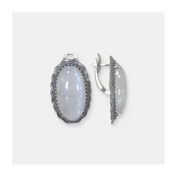 Серебряные серьги с лунными камнями — арт. 10522-004905