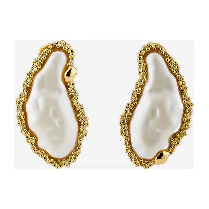Золотистые серьги с перламутром ROCOCO Poison Drop — модель 85fd06k — фото 2