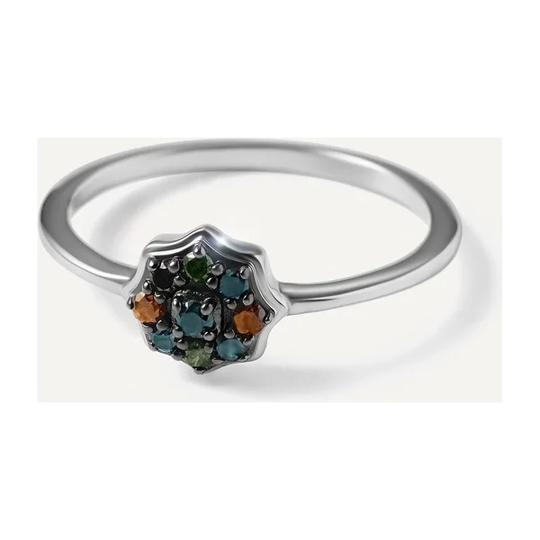Серебряное кольцо с цветными бриллиантами — арт. 10321-001116