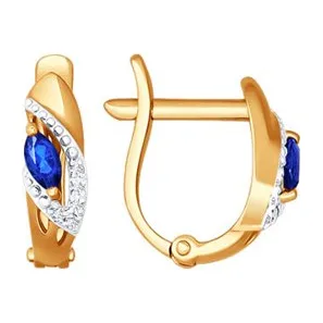 Серьги из красного золота с сапфирами и бриллиантами — арт. 000-343623