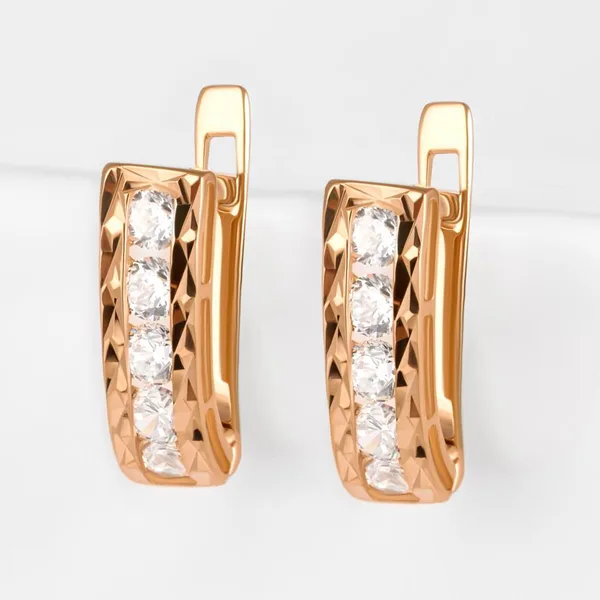 Серьги детские из красного золота с фианитами — арт. 000-306112