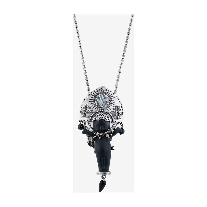 Колье Черный фарфоровый пупс на цепочке из серебра KOKO Gem Kingdom Poison Drop — модель ku5uvux — фото 2