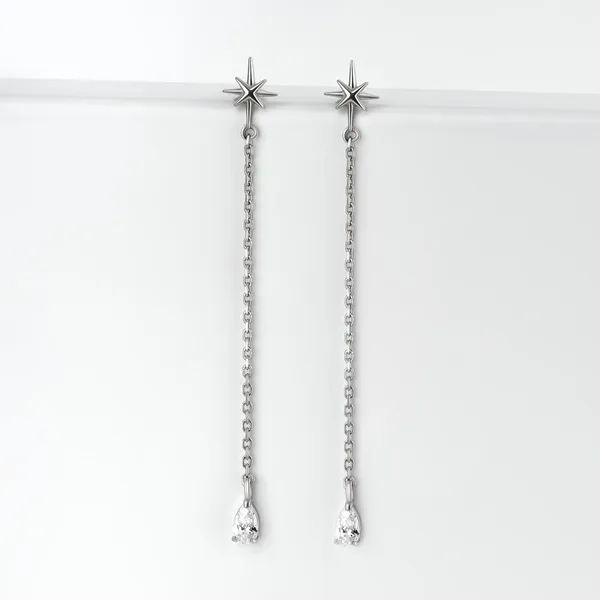 Серьги гвоздики из серебра с фианитами — арт. 000-358993