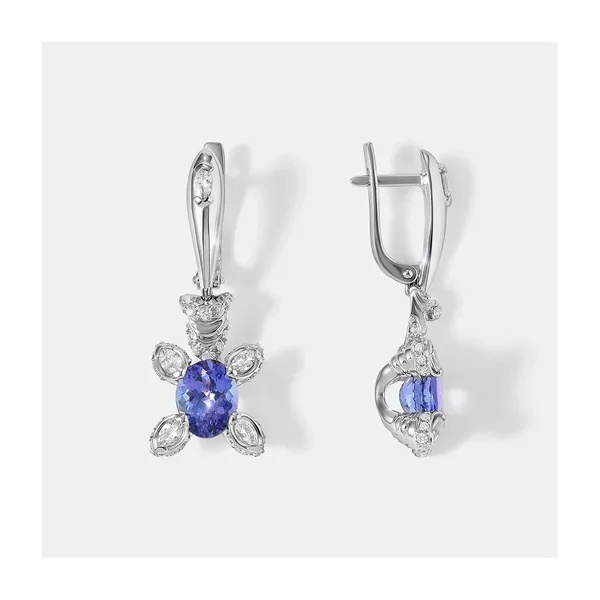 Серьги из белого золота с танзанитами — арт. 10519-000661