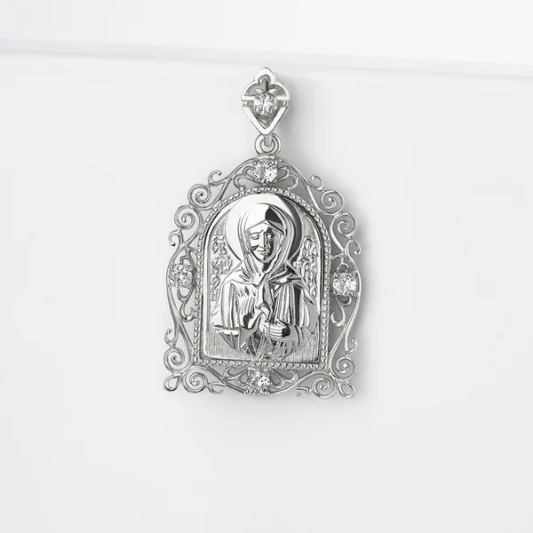 Подвеска иконка из серебра с фианитами — арт. 000-370062
