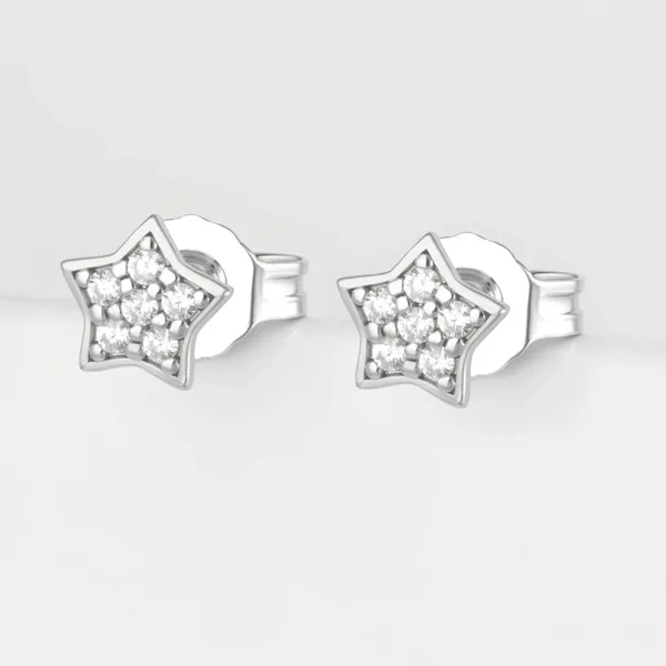 Серьги гвоздики из серебра с фианитами — арт. 000-396963