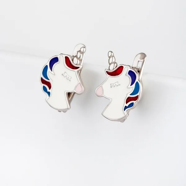 Серьги детские из серебра с эмалью — арт. 000-359391