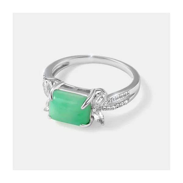 Серебряное кольцо с зеленым халцедоном — арт. 10322-003774