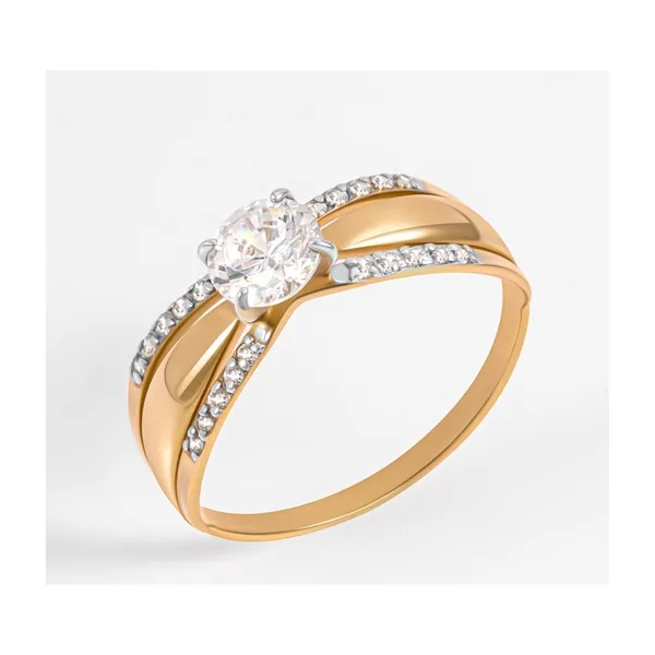 Кольцо из красного золота с фианитами и Swarovski — арт. 000-281107