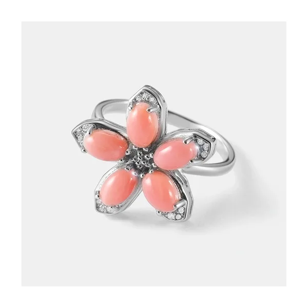 Серебряное кольцо с кораллами "Цветок" — арт. 10322-004942