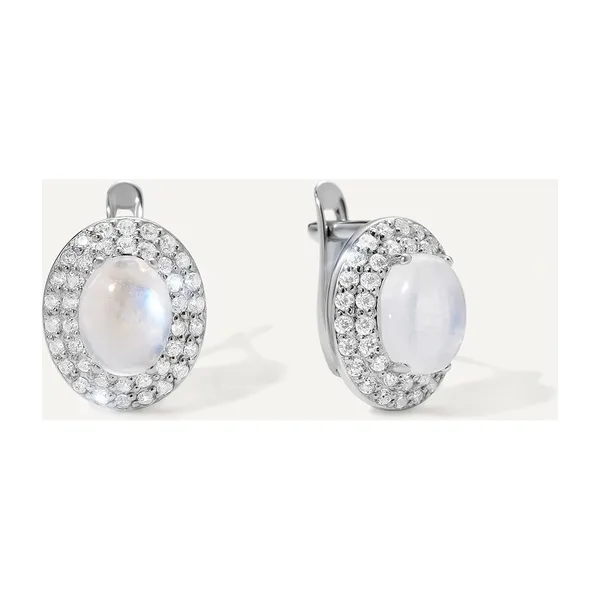 Серебряные серьги с лунными камнями — арт. 10522-002347