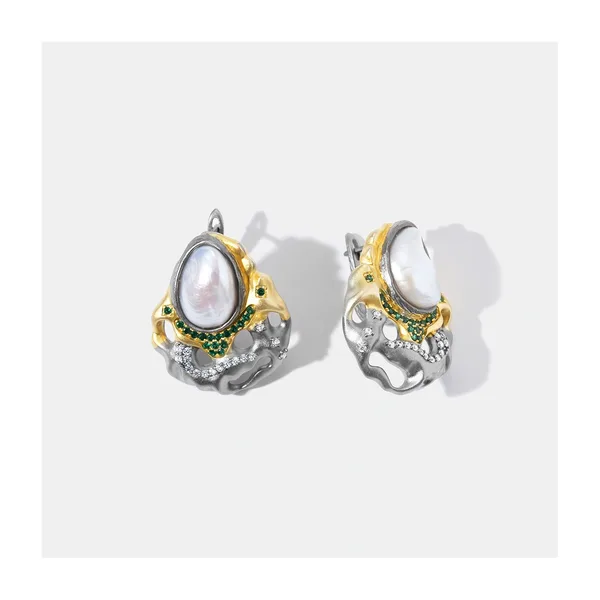 Серебряные серьги с жемчугом Барокко — арт. 10529-000227