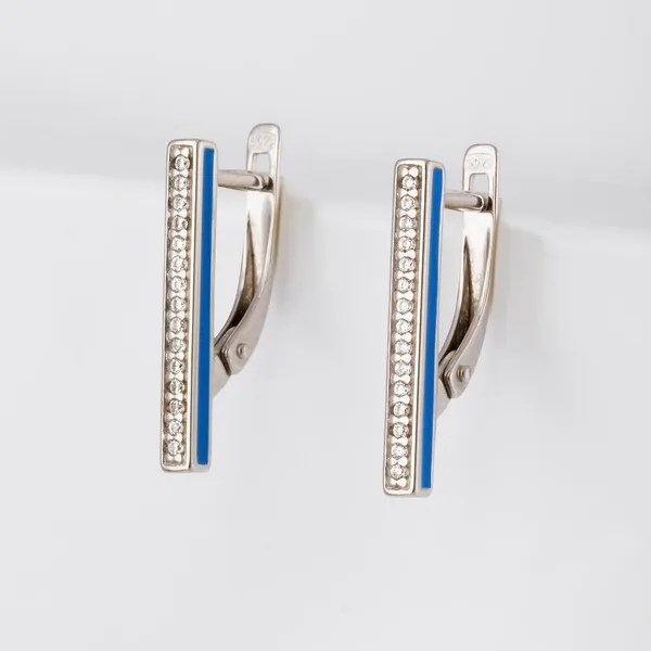 Серьги из серебра с фианитами и эмалью — арт. 000-368858