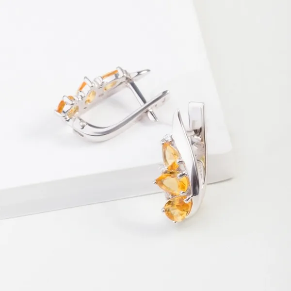 Серьги из серебра с кварцем и фианитами — арт. 000-324275