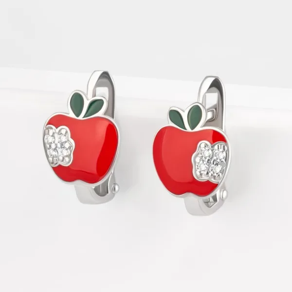 Серьги детские из серебра с фианитами и эмалью — арт. 000-284040
