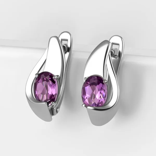Серьги из серебра с аметистами — арт. 000-387249