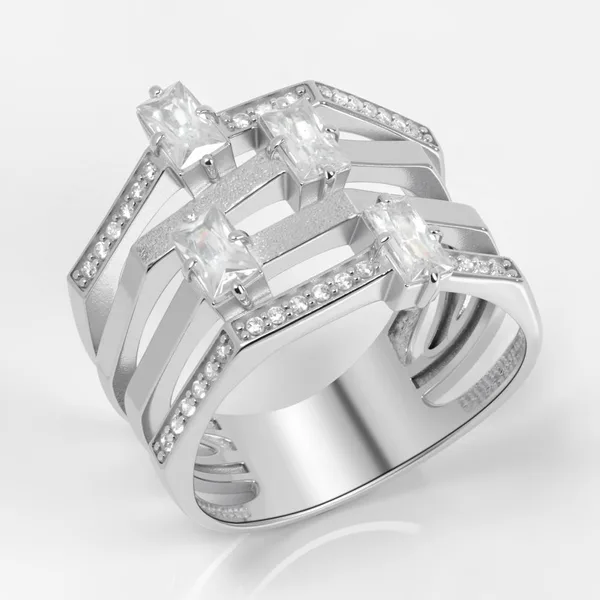 Кольцо из серебра с фианитами — арт. 000-385218