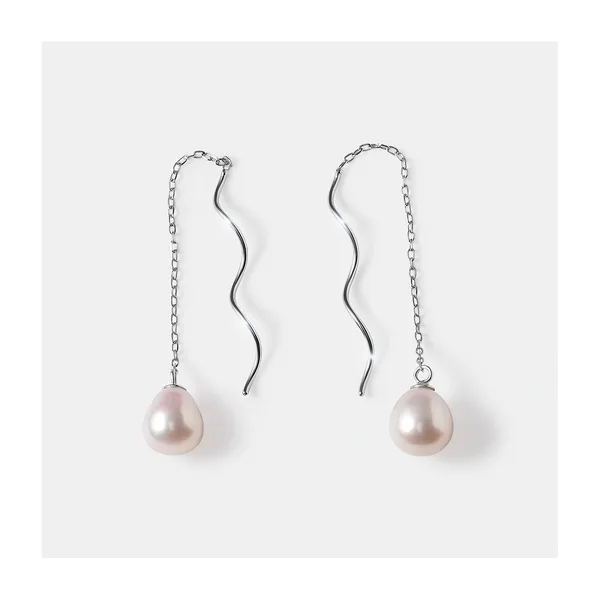 Серебряные серьги-протяжки с жемчугом — арт. 10522-006643