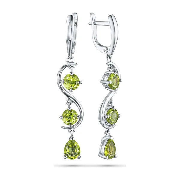 Серьги из серебра с хризолитами