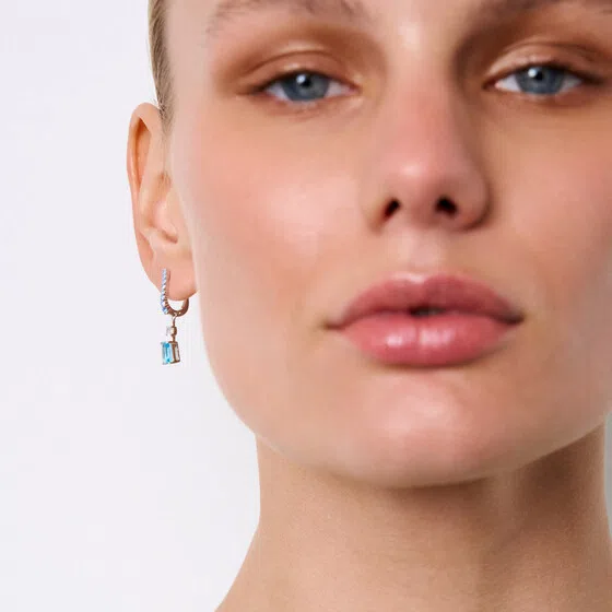 Серьги из белого золота с топазами, фианитами Premium и кристаллами L'VIBE Poison Drop — модель bnxj1gi — фото 2