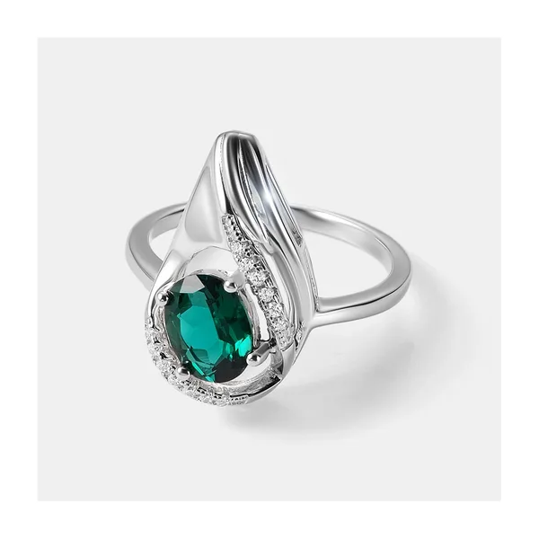 Серебряное кольцо с выращенным изумрудом — арт. 10322-003888
