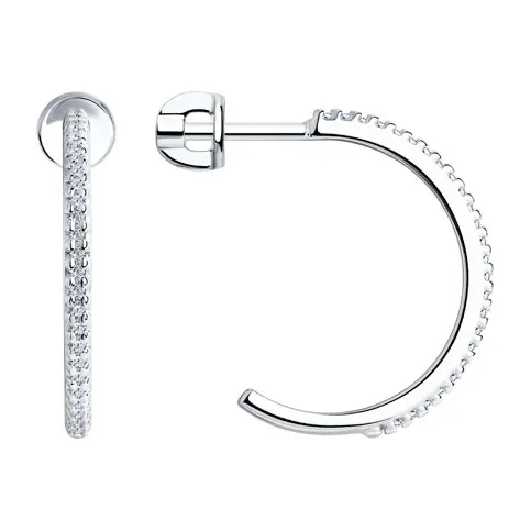 Серьги гвоздики из серебра с фианитами — арт. 000-354384