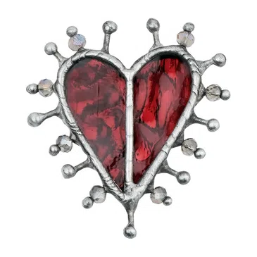 Брошь красное витражное сердце POISONED HEARTS Poison Drop — модель a3h9rdt — фото 2