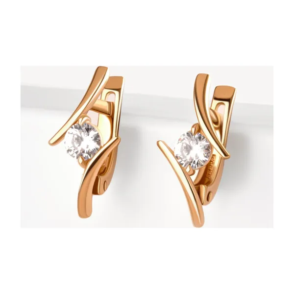 Серьги из красного золота с фианитами — арт. 000-364208