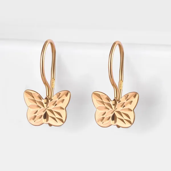 Серьги бабочки детские из красного золота — арт. 000-232370