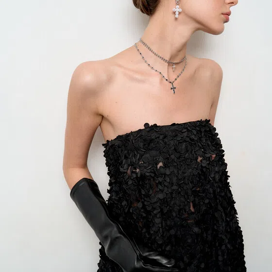 Серебристые серьги-кресты с фианитами Direct Silver Crystal MANKAYA safina concept Poison Drop — модель es75j7y — фото 3