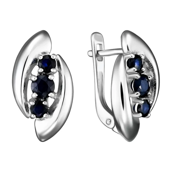 Серебряные серьги с сапфирами — арт. 2087325